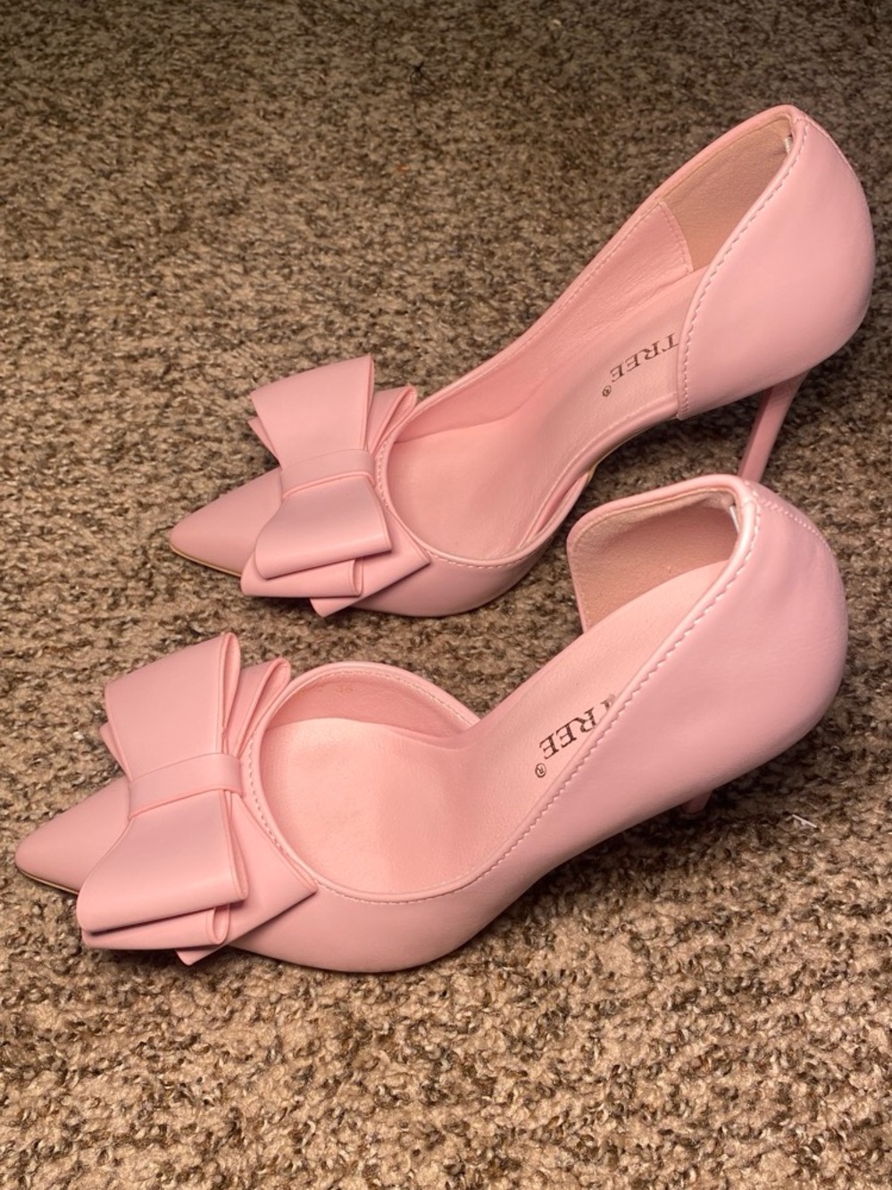 Pink Pointed-Toe Bow Stiletto Heels
